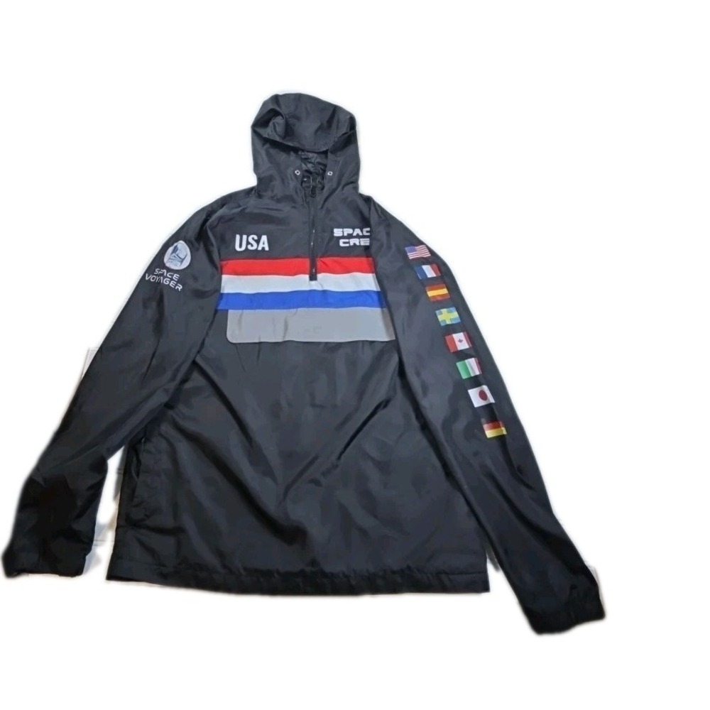 NASA chemistry men's black 1/4 zip Pullover windbreaker Jacket Size M‎